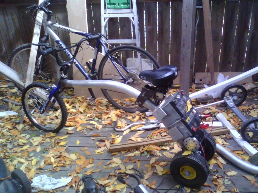 picture of a custom welded electric bycicle 